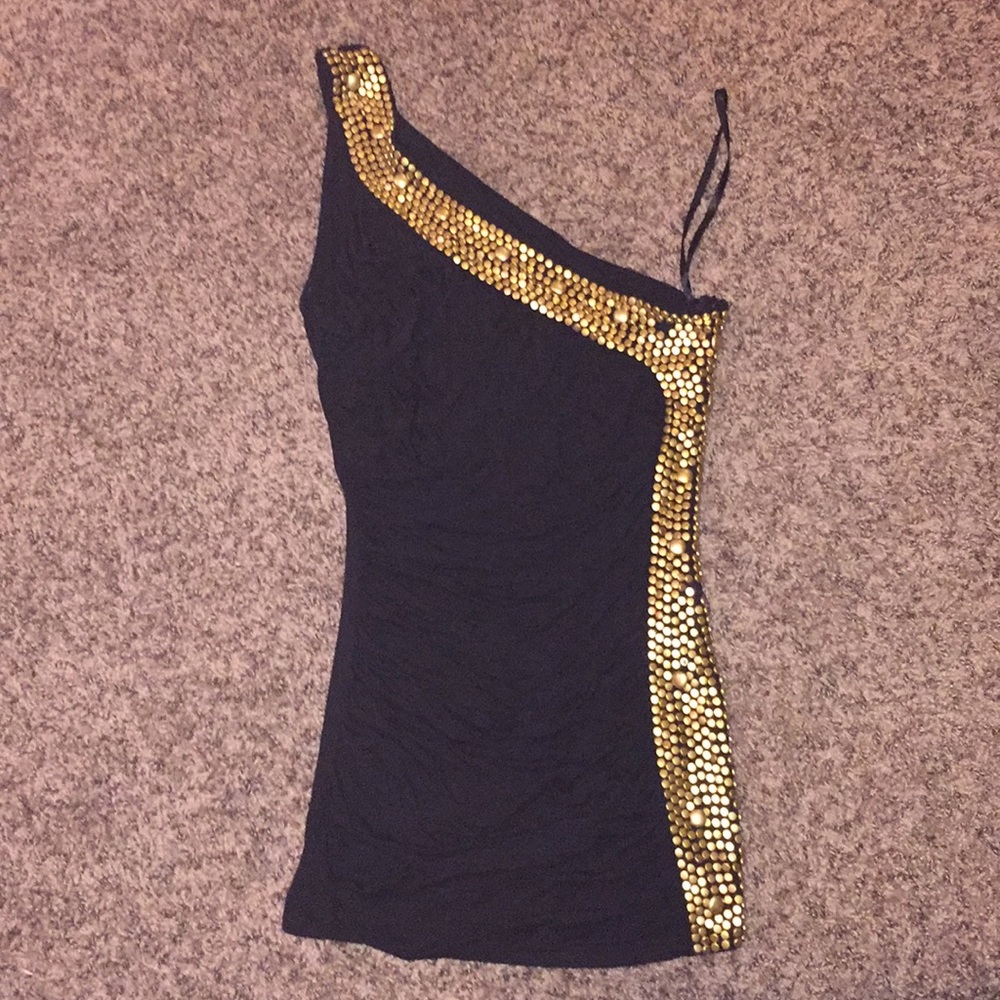 Black & Gold One Strap Top